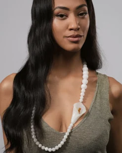 Lily Bead Necklace, White