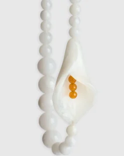 Lily Bead Necklace, White