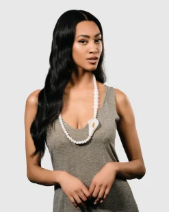 Lily Bead Necklace, White