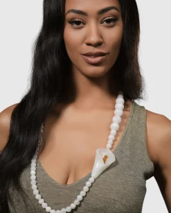 Lily Bead Necklace, White