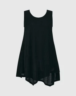 Liv Sleeveless Tunic Top, Black Grid