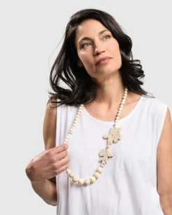 Lotus Bead Necklace, Oat