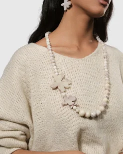Lotus Bead Necklace, Oat