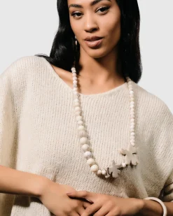 Lotus Bead Necklace, Oat