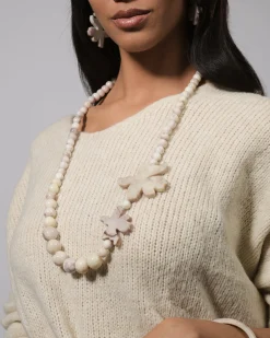 Lotus Bead Necklace, Oat