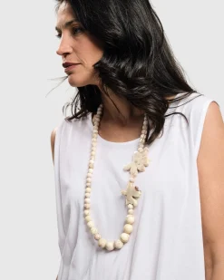 Lotus Bead Necklace, Oat