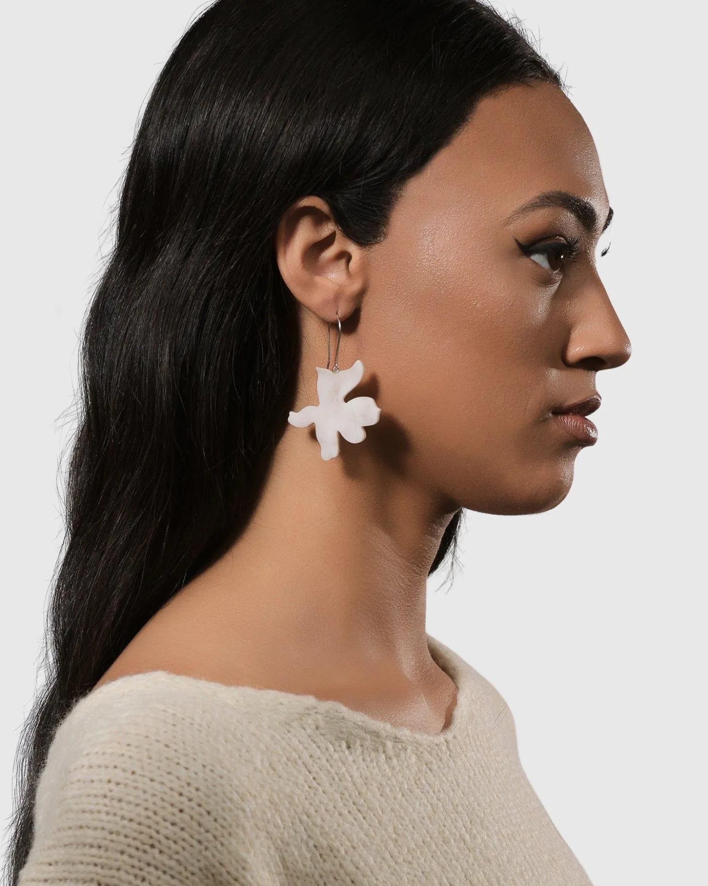 Lotus Dangle Earrings, Oat