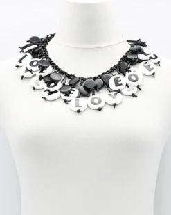 Love Coin Cape Necklace, White/Black