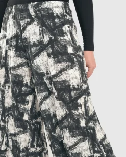 Marble Crinkle Punto Pants, Black