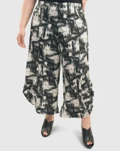 Marble Crinkle Punto Pants, Black