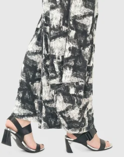 Marble Crinkle Punto Pants, Black