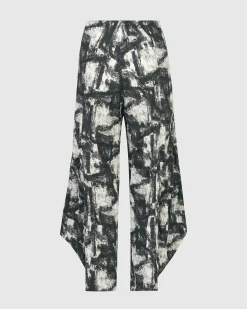 Marble Crinkle Punto Pants, Black