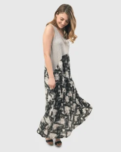 Marble Crinkle Tank Dress, Black