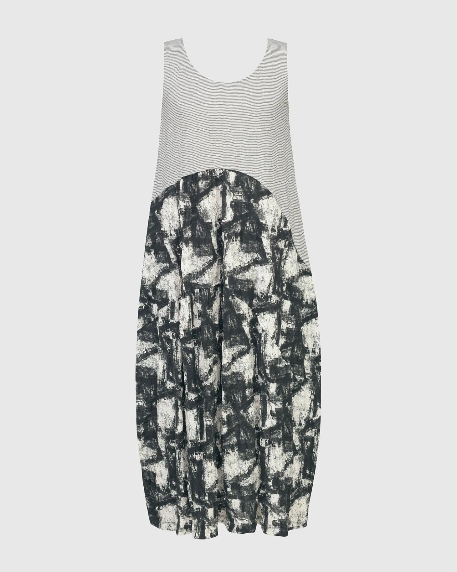Marble Crinkle Tank Dress, Black