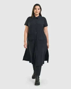 Matrix Short Sleeve Duster, Black