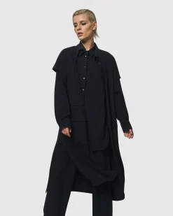 Matrix Short Sleeve Duster, Black