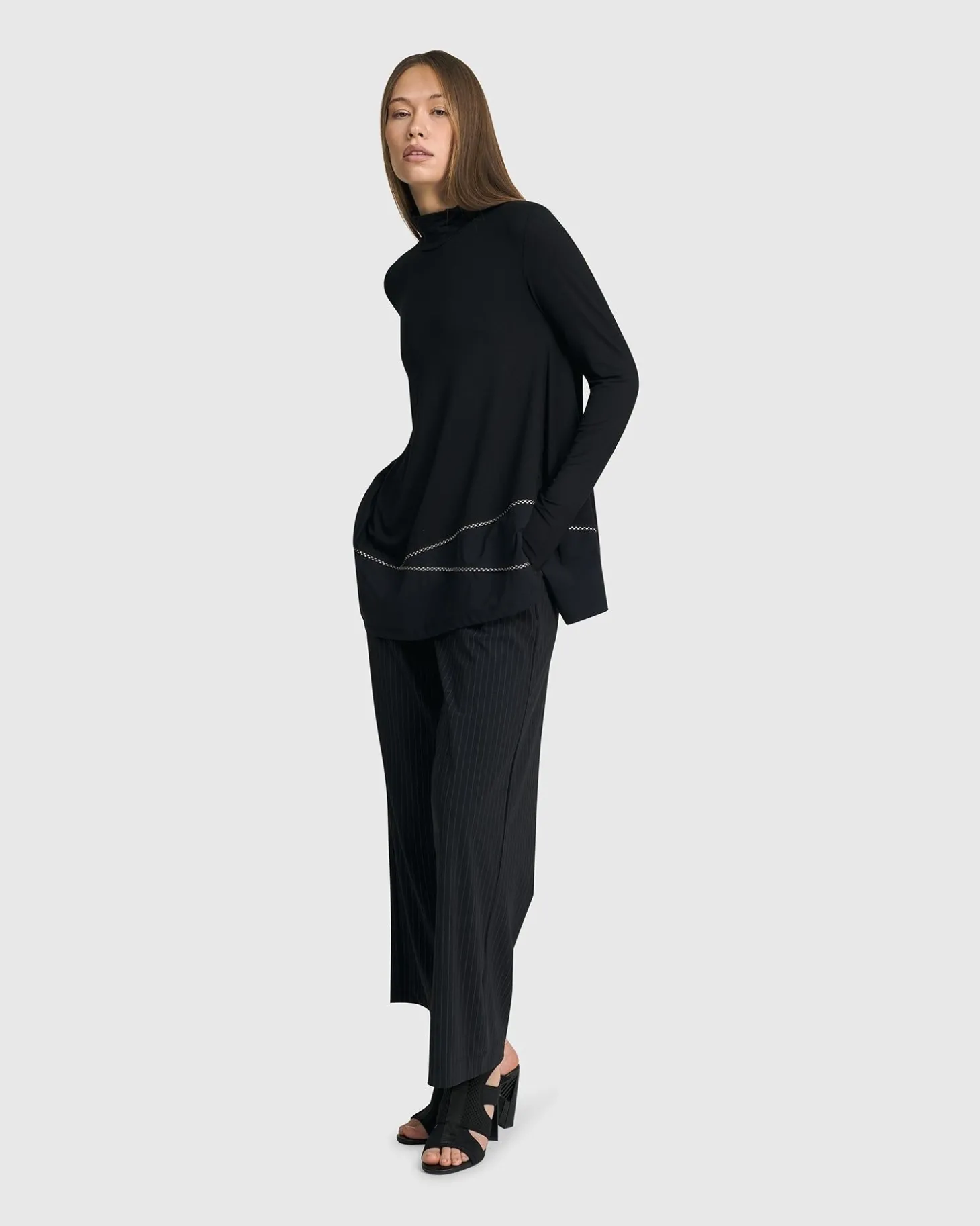 Mazzy Mockneck Top, Black