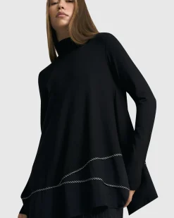 Mazzy Mockneck Top, Black