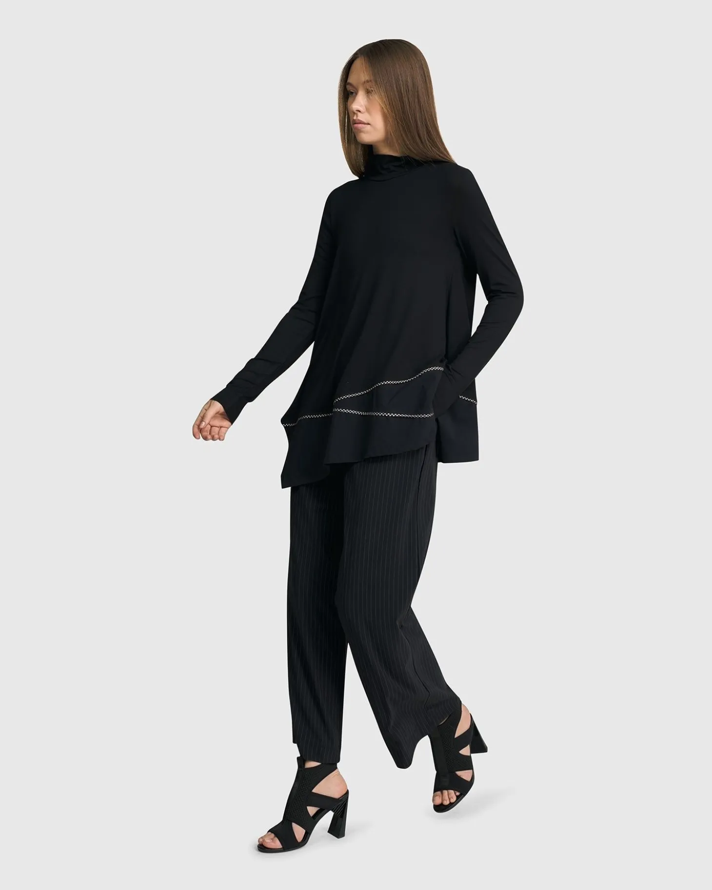 Mazzy Mockneck Top, Black