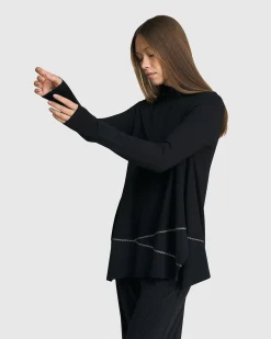 Mazzy Mockneck Top, Black