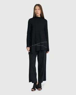 Mazzy Mockneck Top, Black