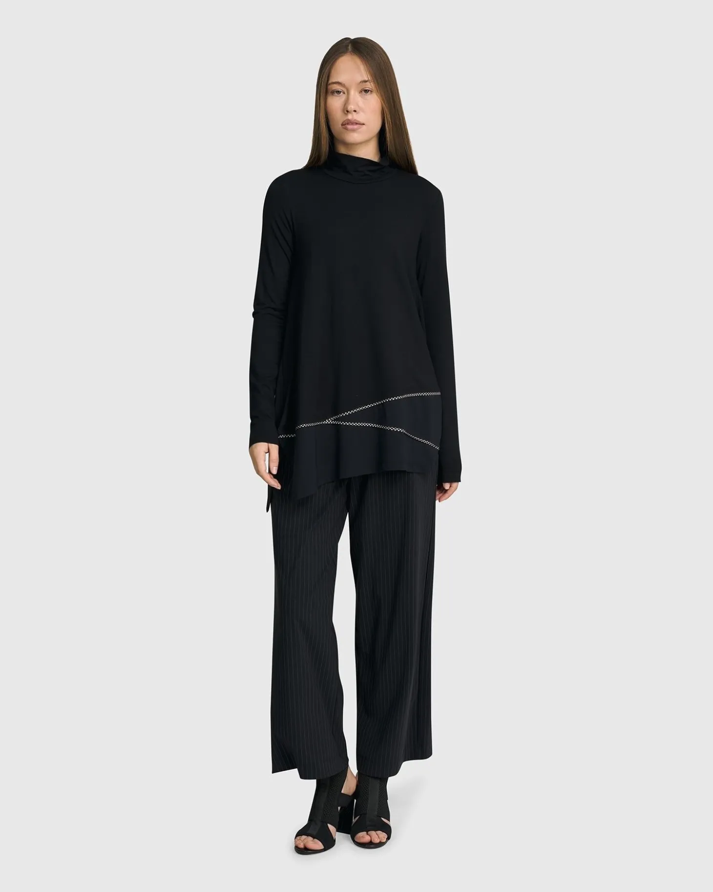 Mazzy Mockneck Top, Black