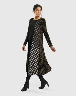 Medallion A-Line Dress, Gold