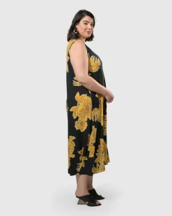 Molokai Sleeveless Swing Maxi Dress, Gold