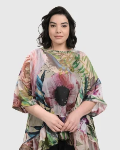 Moonflower Hi Lo Tunic Top, Bouquet