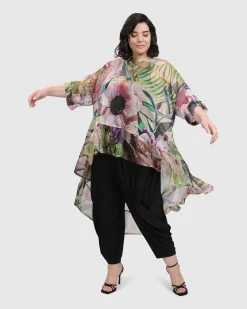 Moonflower Hi Lo Tunic Top, Bouquet