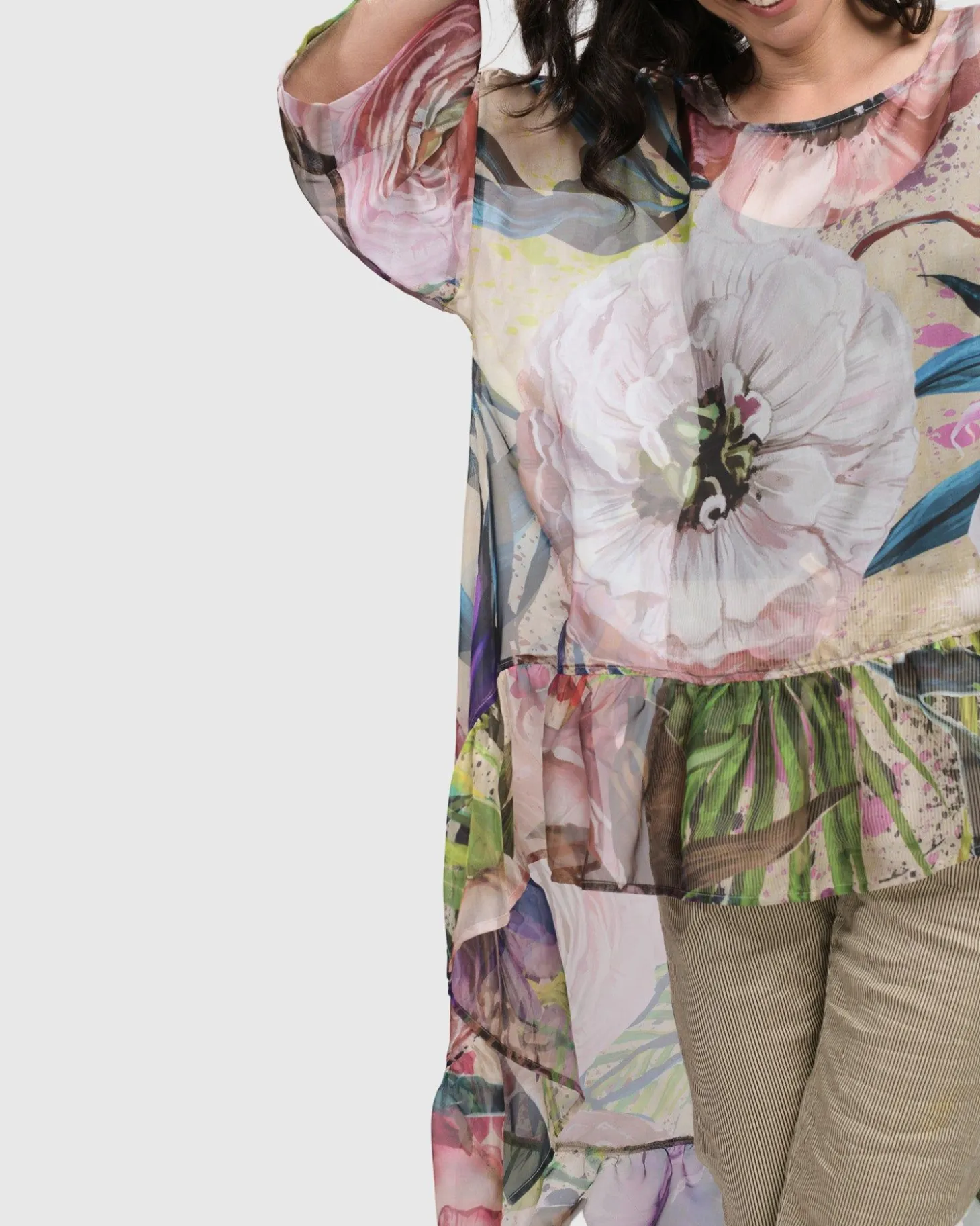 Moonflower Hi Lo Tunic Top, Bouquet