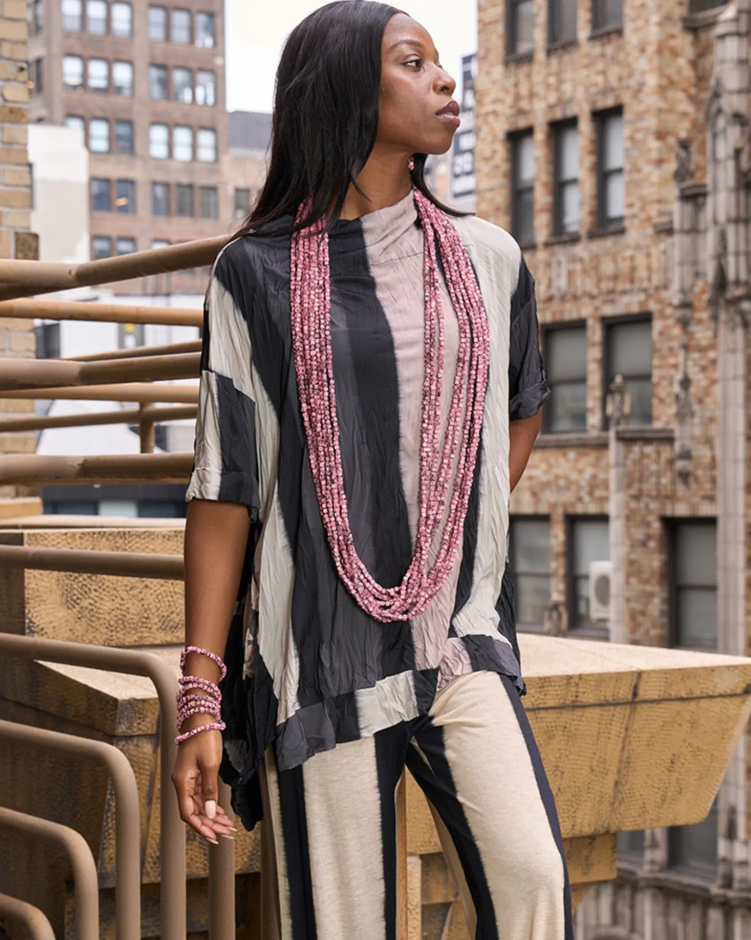 Next Pashmina Necklace, Pink/Black