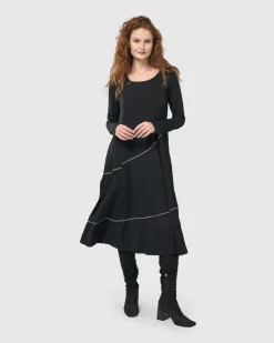 Nightingale Pullover Midi Dress, Black