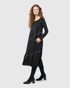 Nightingale Pullover Midi Dress, Black