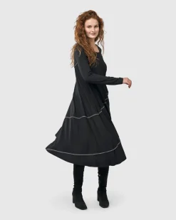 Nightingale Pullover Midi Dress, Black