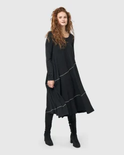 Nightingale Pullover Midi Dress, Black