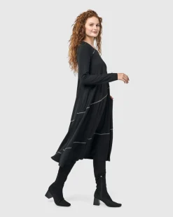 Nightingale Pullover Midi Dress, Black