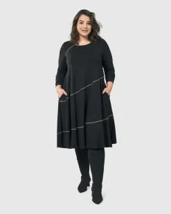Nightingale Pullover Midi Dress, Black