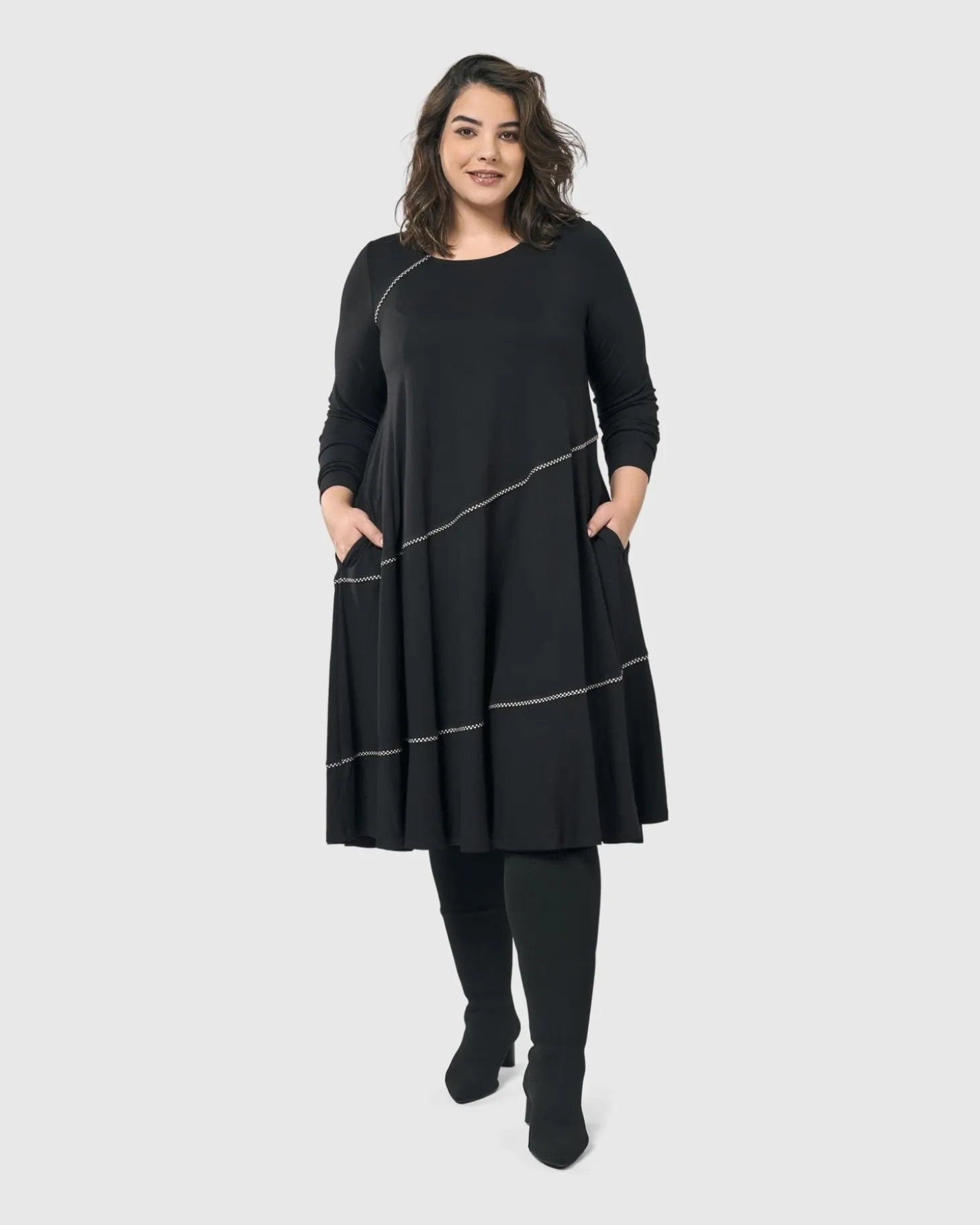 Nightingale Pullover Midi Dress, Black