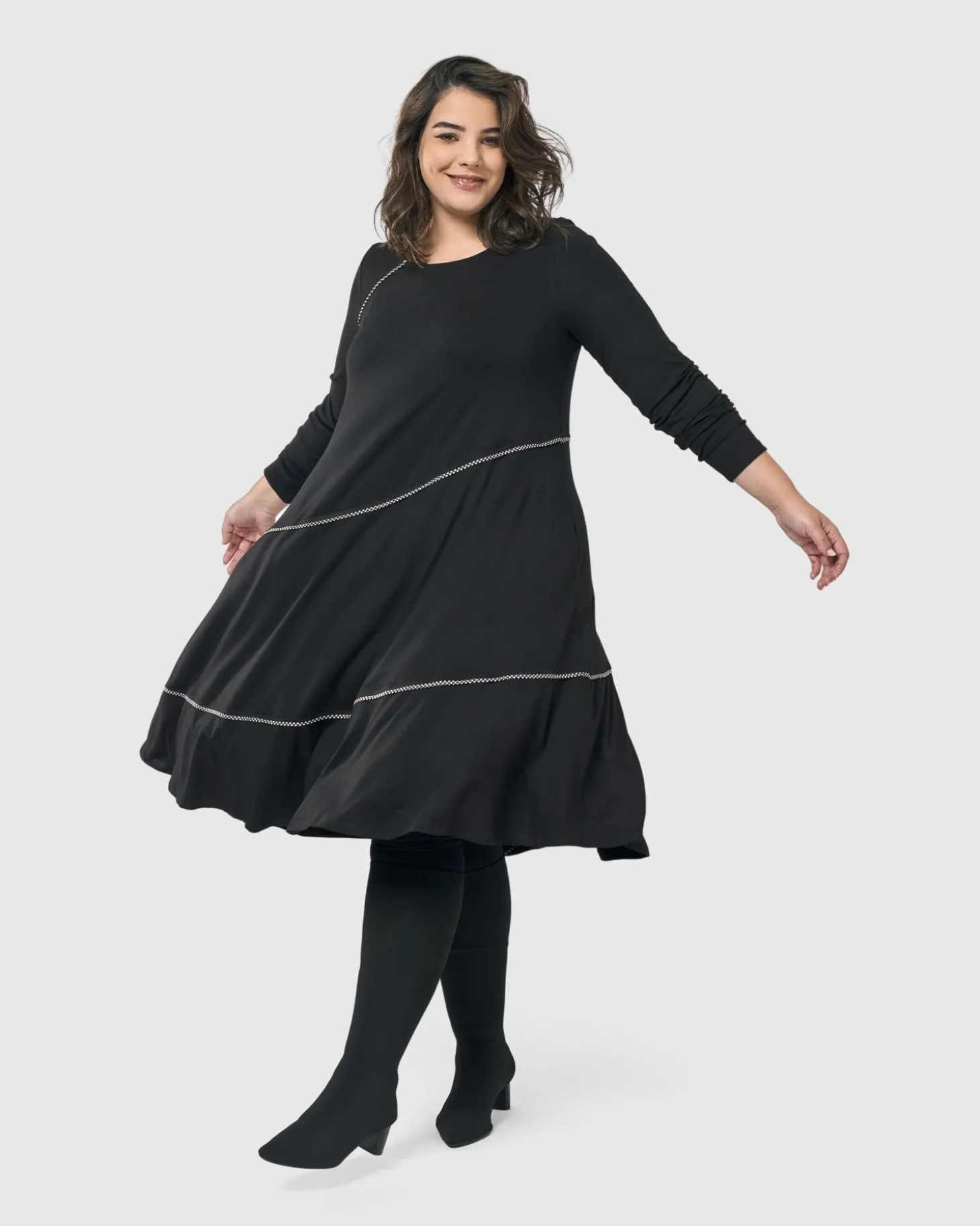 Nightingale Pullover Midi Dress, Black