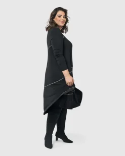 Nightingale Pullover Midi Dress, Black