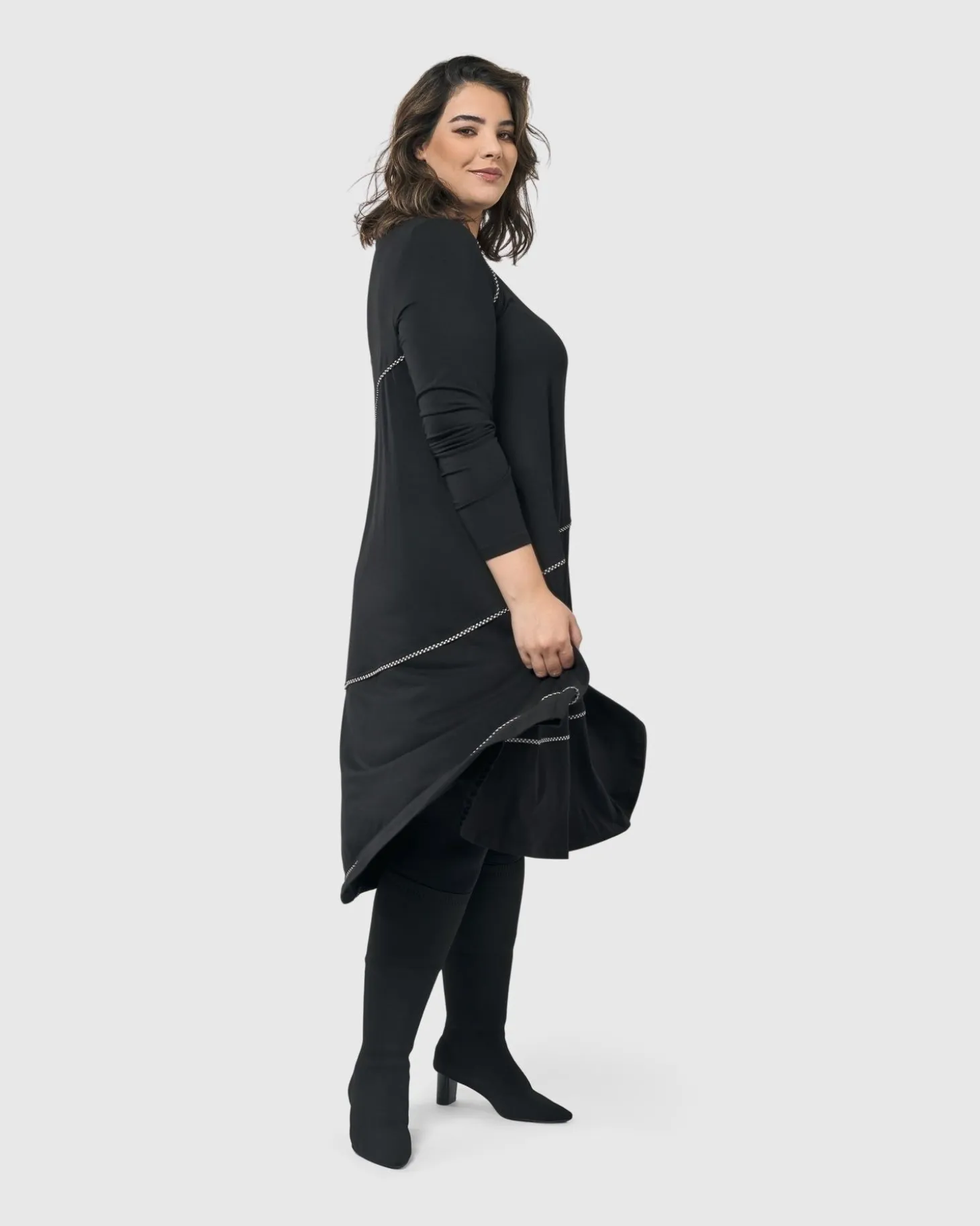 Nightingale Pullover Midi Dress, Black