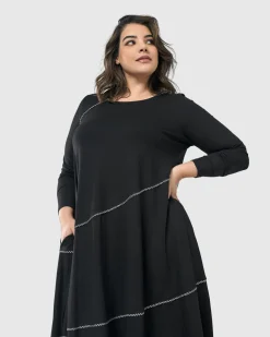Nightingale Pullover Midi Dress, Black