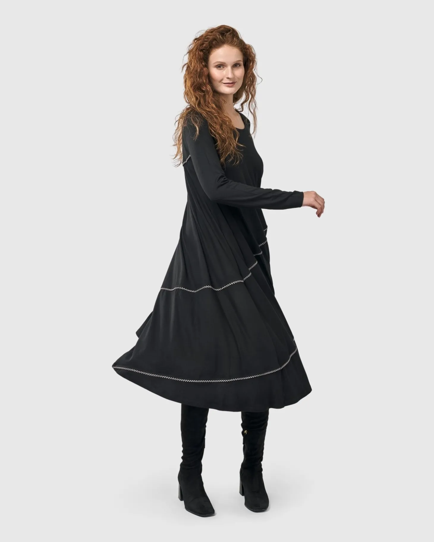 Nightingale Pullover Midi Dress, Black