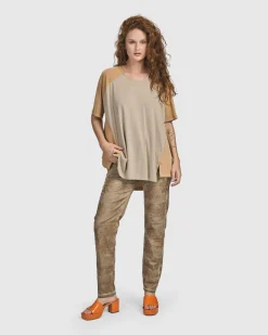 Oasis Colorblock Trapeze Top, Tan