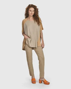 Oasis Colorblock Trapeze Top, Tan