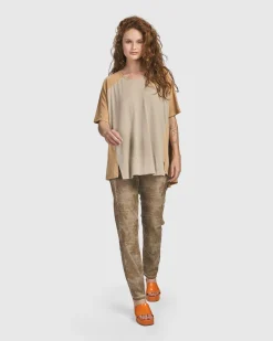 Oasis Colorblock Trapeze Top, Tan