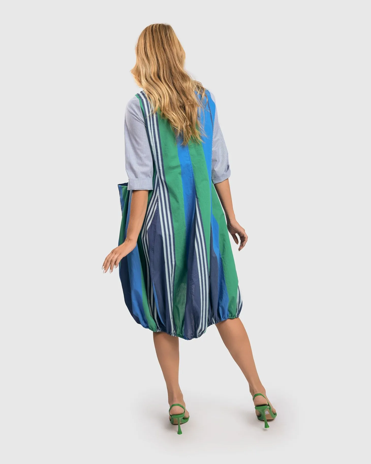 Ocean Stripe Wonderful Dress, Marine