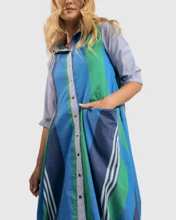 Ocean Stripe Wonderful Dress, Marine