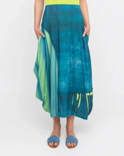 Ozai N Ku Aquamarine Midi Skirt, Ocean